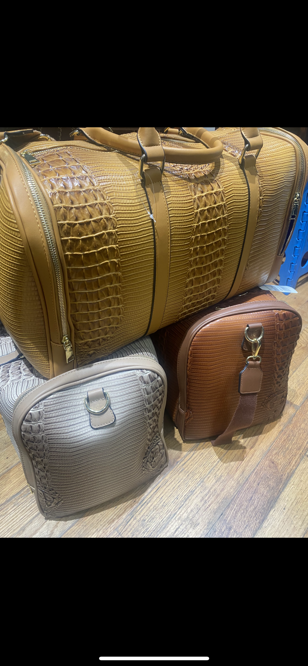 Leather duffel bag
