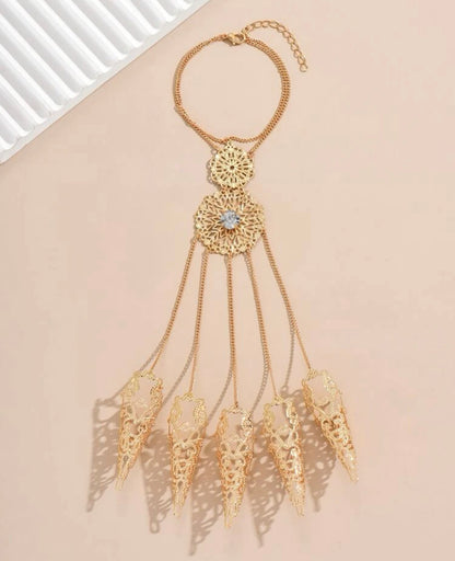 1pc Fashionable Rhinestone Decor Hollow Out Mitten Bracelet
