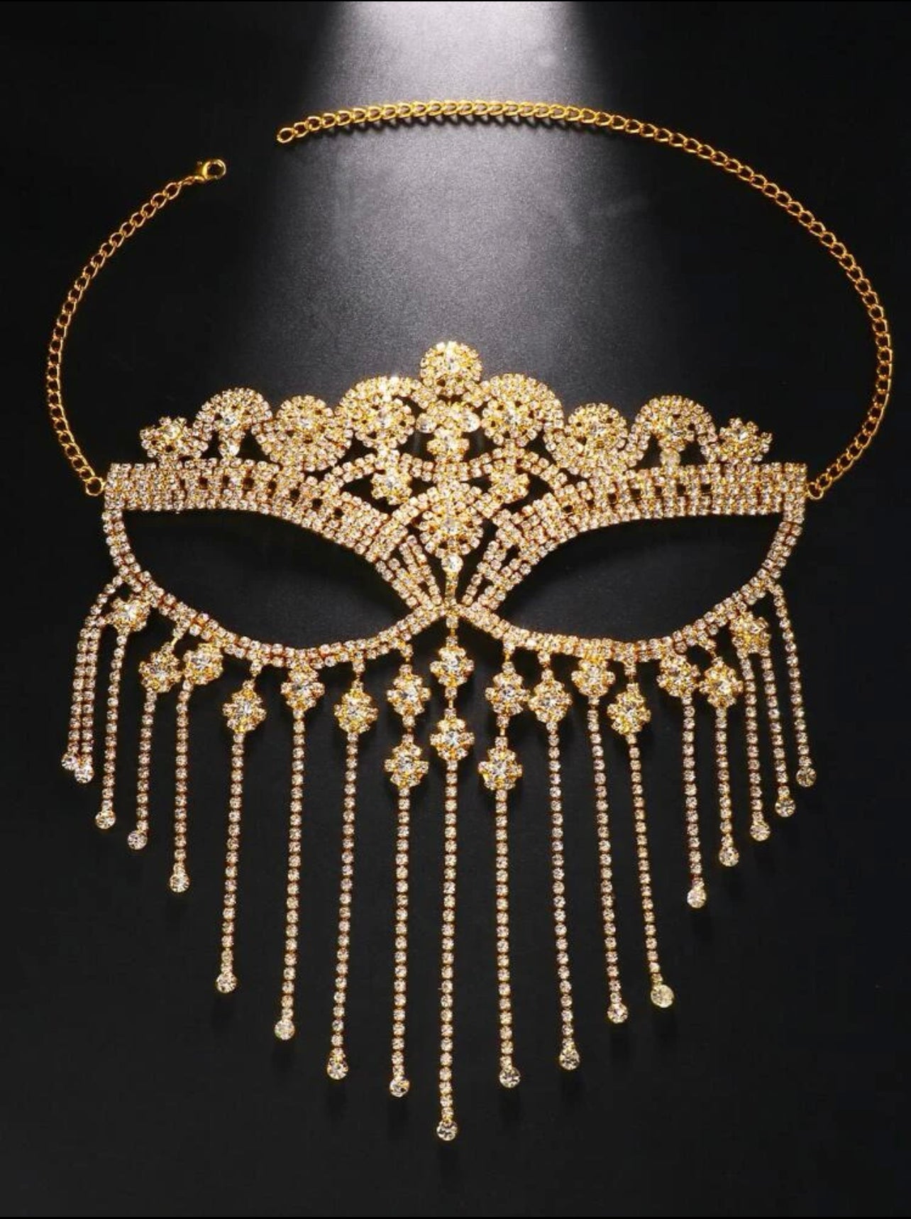 1pc Glamorous Rhinestone Face Shield Shaped Face Chain