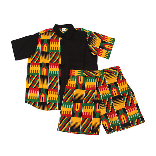 Ankara Print Button-down Shirt and Short Set