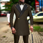 African Suit for Men Slim Fit One Button Blazer and Trousers 2 Piece Set Dashiki Outfits Bussiness Suit