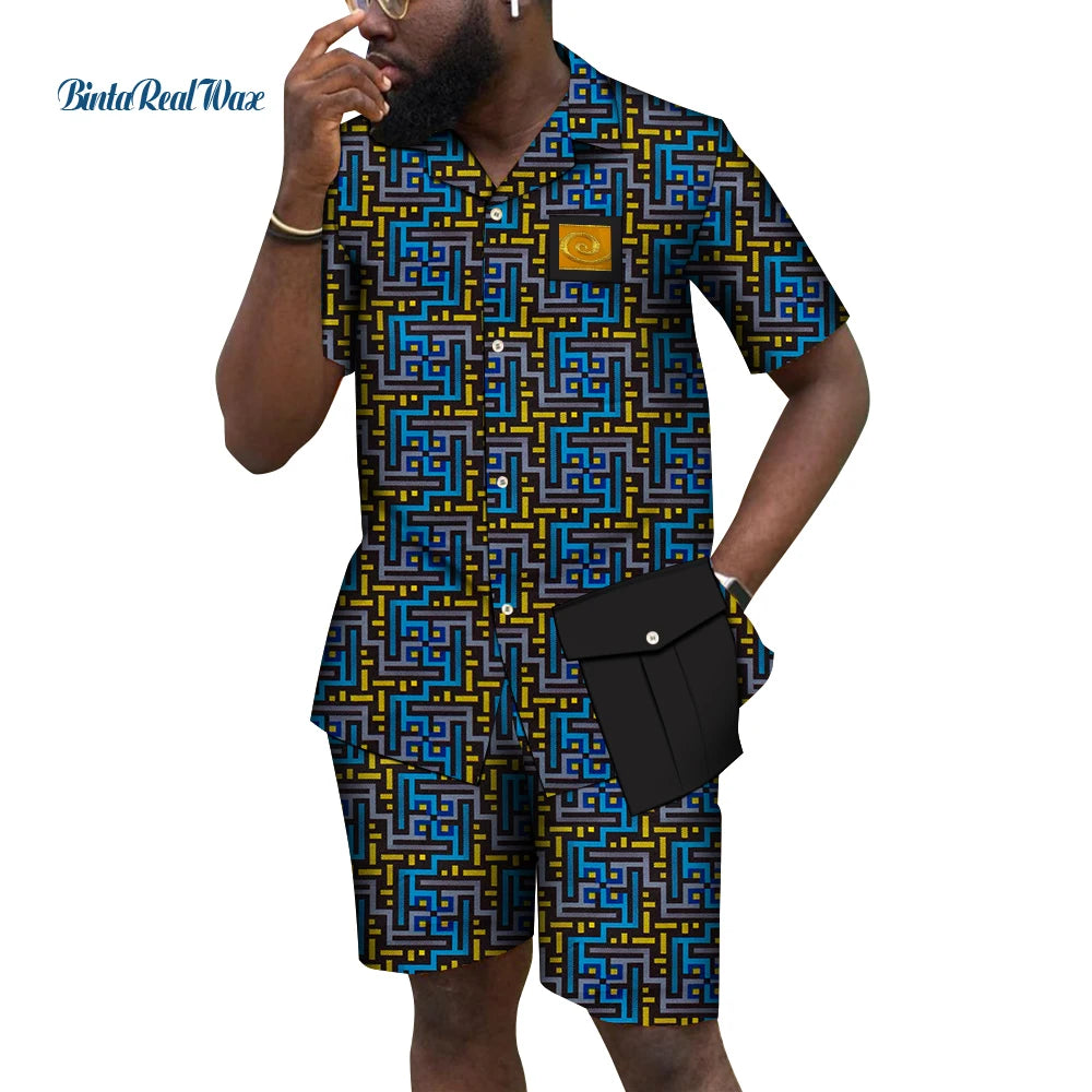 Let Me Patchwork Top and Short Pants Sets African Print 2 Piece Pants Sets