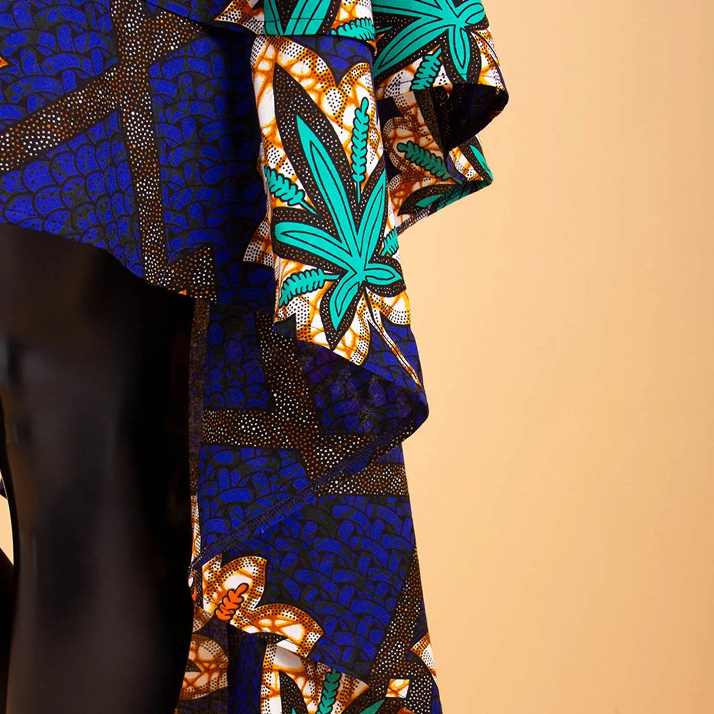 Ankara v-neck Off Shoulder Coat with Dashiki Double Ankle-length Back