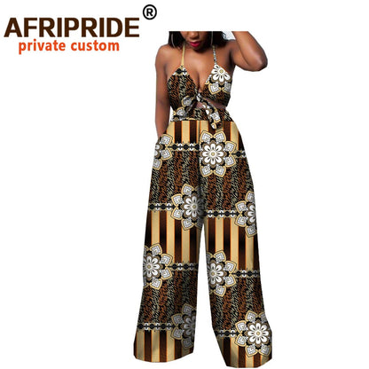 African 2 Piece Set for Women Strapless Short Top & full Length Print Pants Ankara Clothing Attire