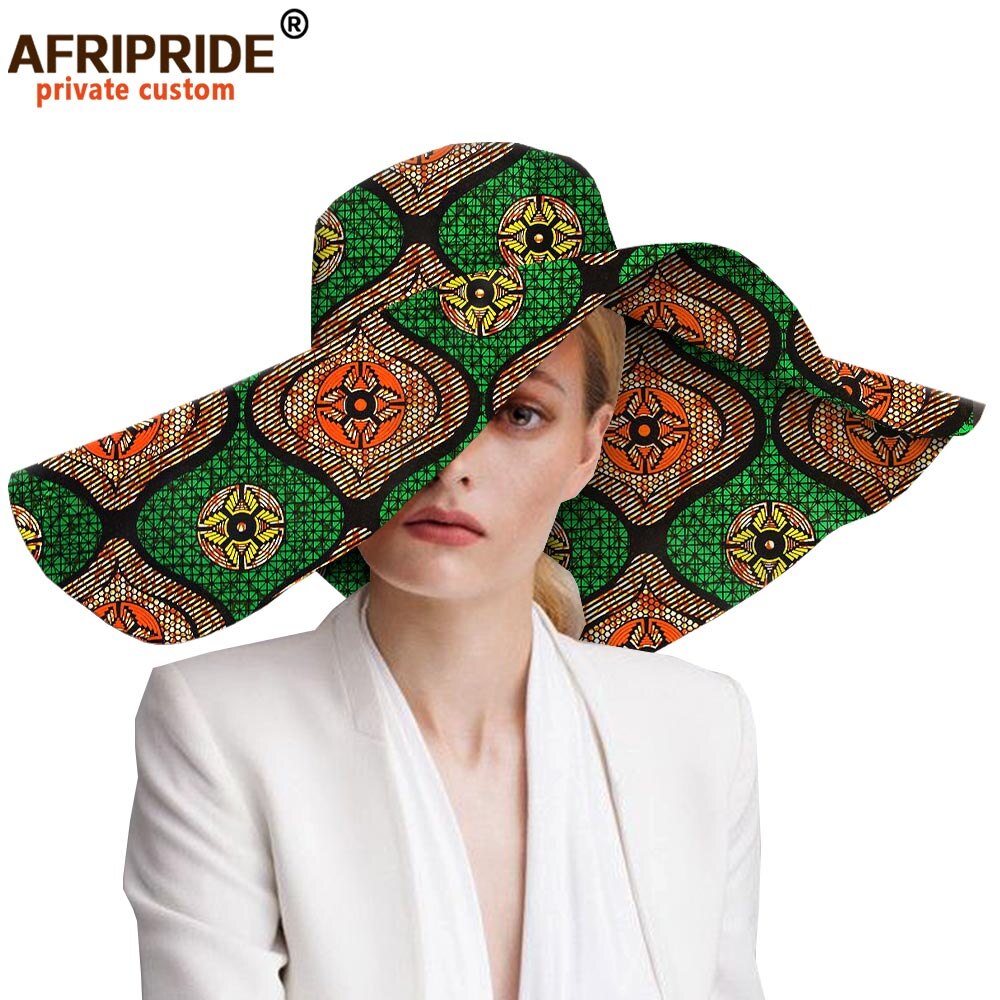 Women`s Hats African Print Floral Ladies Hats Ankara Fabric Wide Brim Hat Wax Batik Bazin Riche