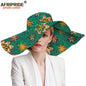 Women`s Hats African Print Floral Ladies Hats Ankara Fabric Wide Brim Hat Wax Batik Bazin Riche