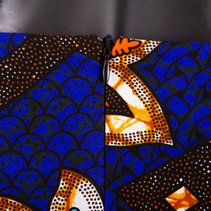 Ankara v-neck Off Shoulder Coat with Dashiki Double Ankle-length Back