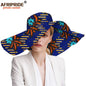 Women`s Hats African Print Floral Ladies Hats Ankara Fabric Wide Brim Hat Wax Batik Bazin Riche