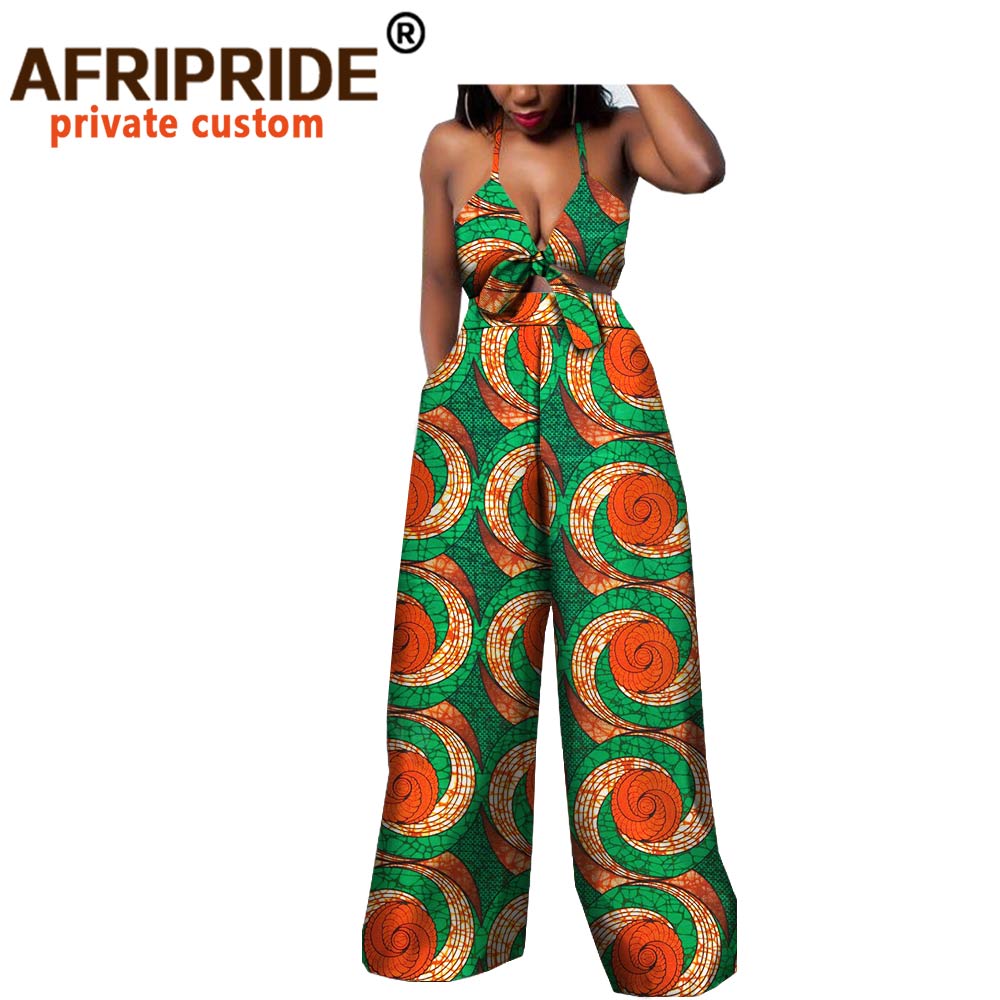 African 2 Piece Set for Women Strapless Short Top & full Length Print Pants Ankara Clothing Attire