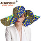 Women`s Hats African Print Floral Ladies Hats Ankara Fabric Wide Brim Hat Wax Batik Bazin Riche