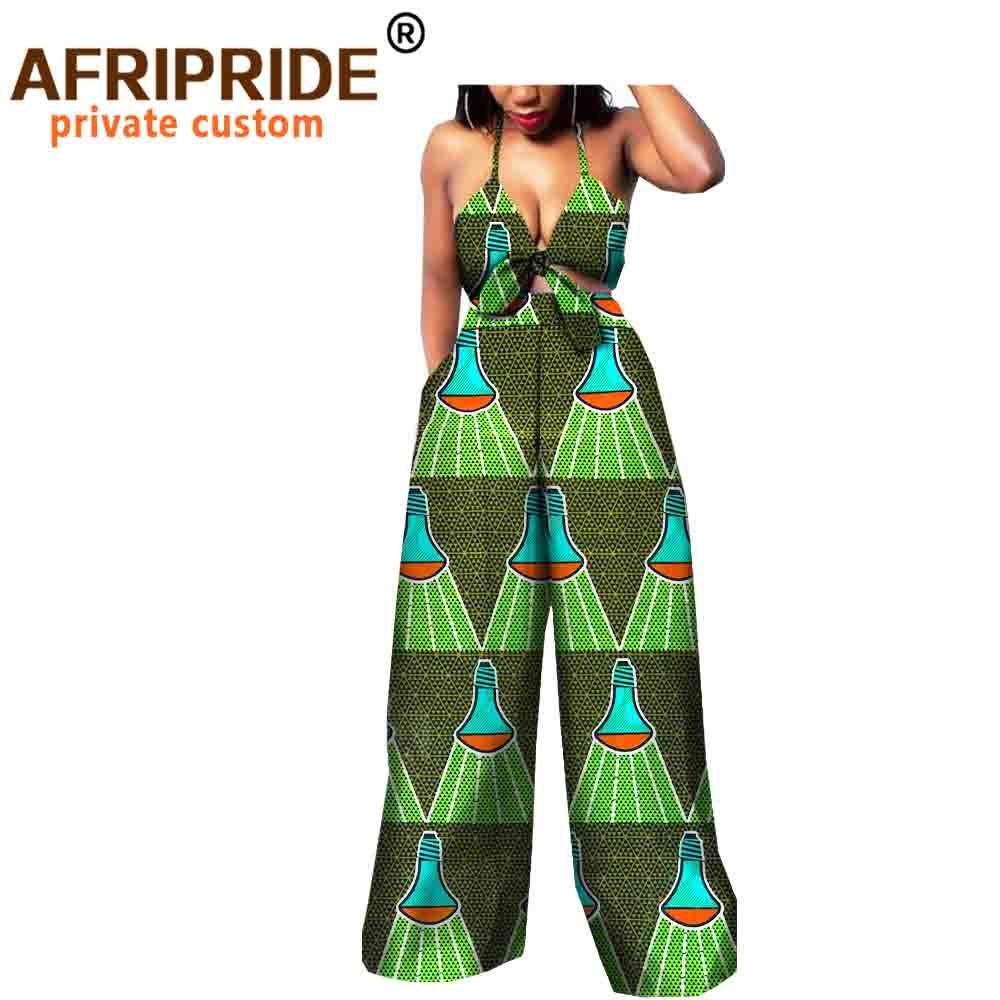 African 2 Piece Set for Women Strapless Short Top & full Length Print Pants Ankara Clothing Attire