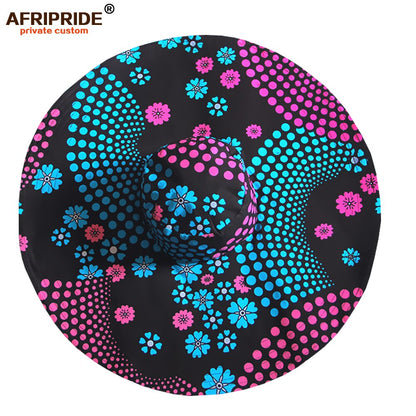 Women`s Hats African Print Floral Ladies Hats Ankara Fabric Wide Brim Hat Wax Batik Bazin Riche