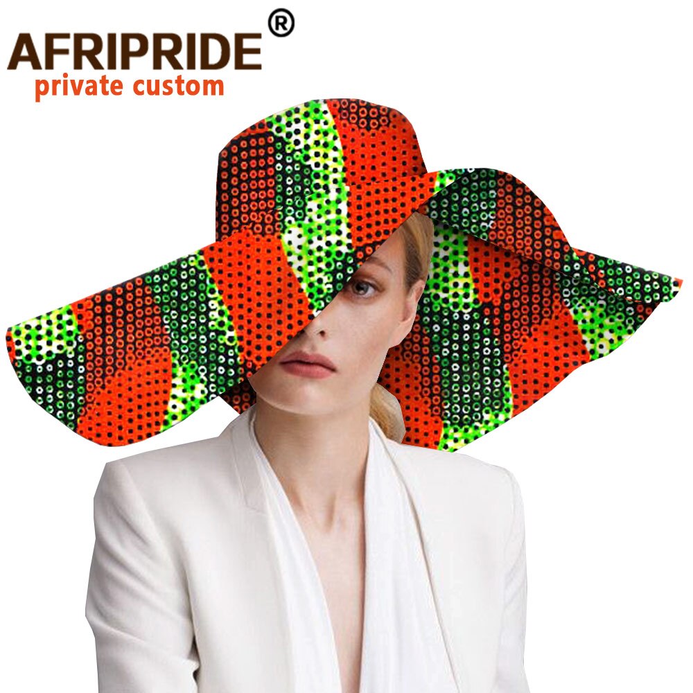 Women`s Hats African Print Floral Ladies Hats Ankara Fabric Wide Brim Hat Wax Batik Bazin Riche