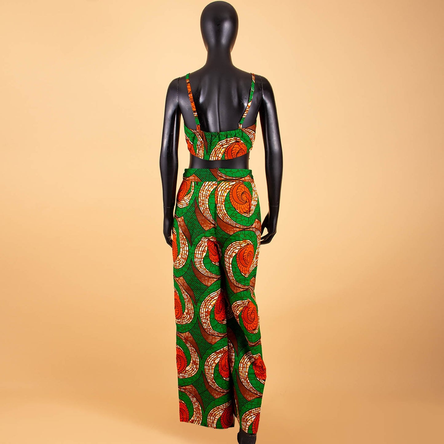 African 2 Piece Set for Women Strapless Short Top & full Length Print Pants Ankara Clothing Attire