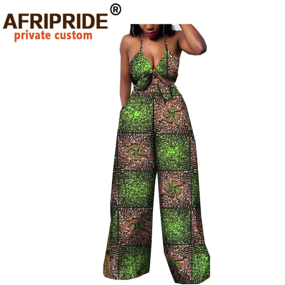 African 2 Piece Set for Women Strapless Short Top & full Length Print Pants Ankara Clothing Attire