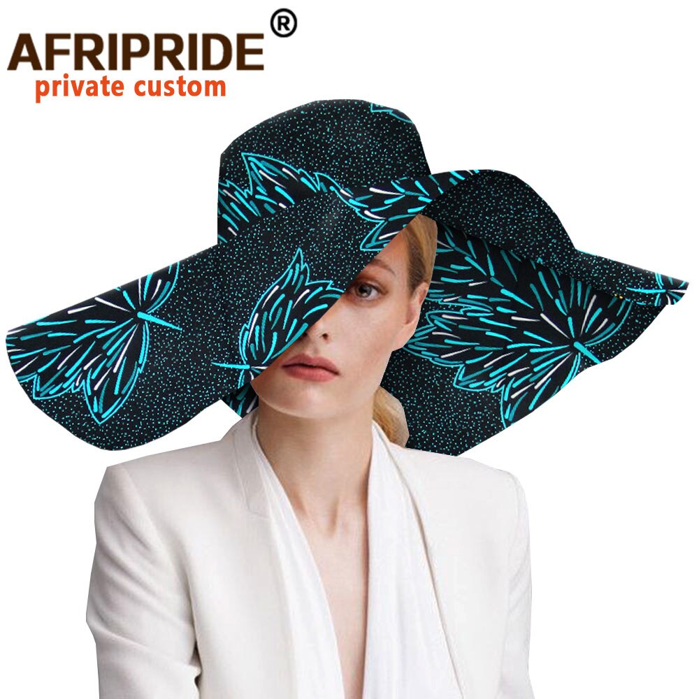 Women`s Hats African Print Floral Ladies Hats Ankara Fabric Wide Brim Hat Wax Batik Bazin Riche