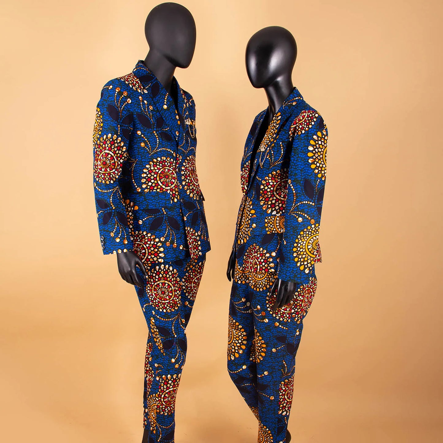 African Couples Clothes Bazin Riche Women Jackets and Pants Sets Match Men Suits Formal Work Outfits Print 2 Pieces