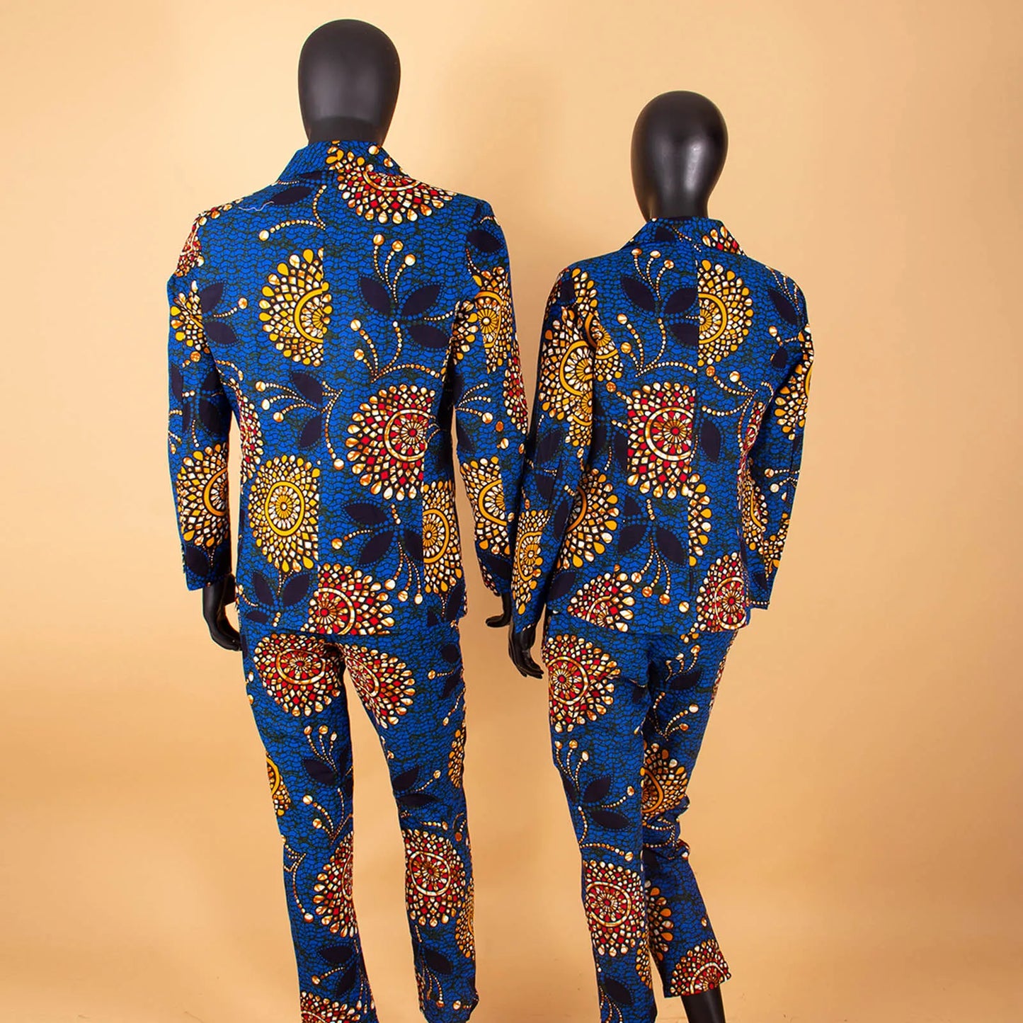 African Couples Clothes Bazin Riche Women Jackets and Pants Sets Match Men Suits Formal Work Outfits Print 2 Pieces