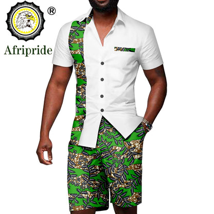 Majestic Print Shorts Sleeve Shirts and Shorts 2 Piece Set