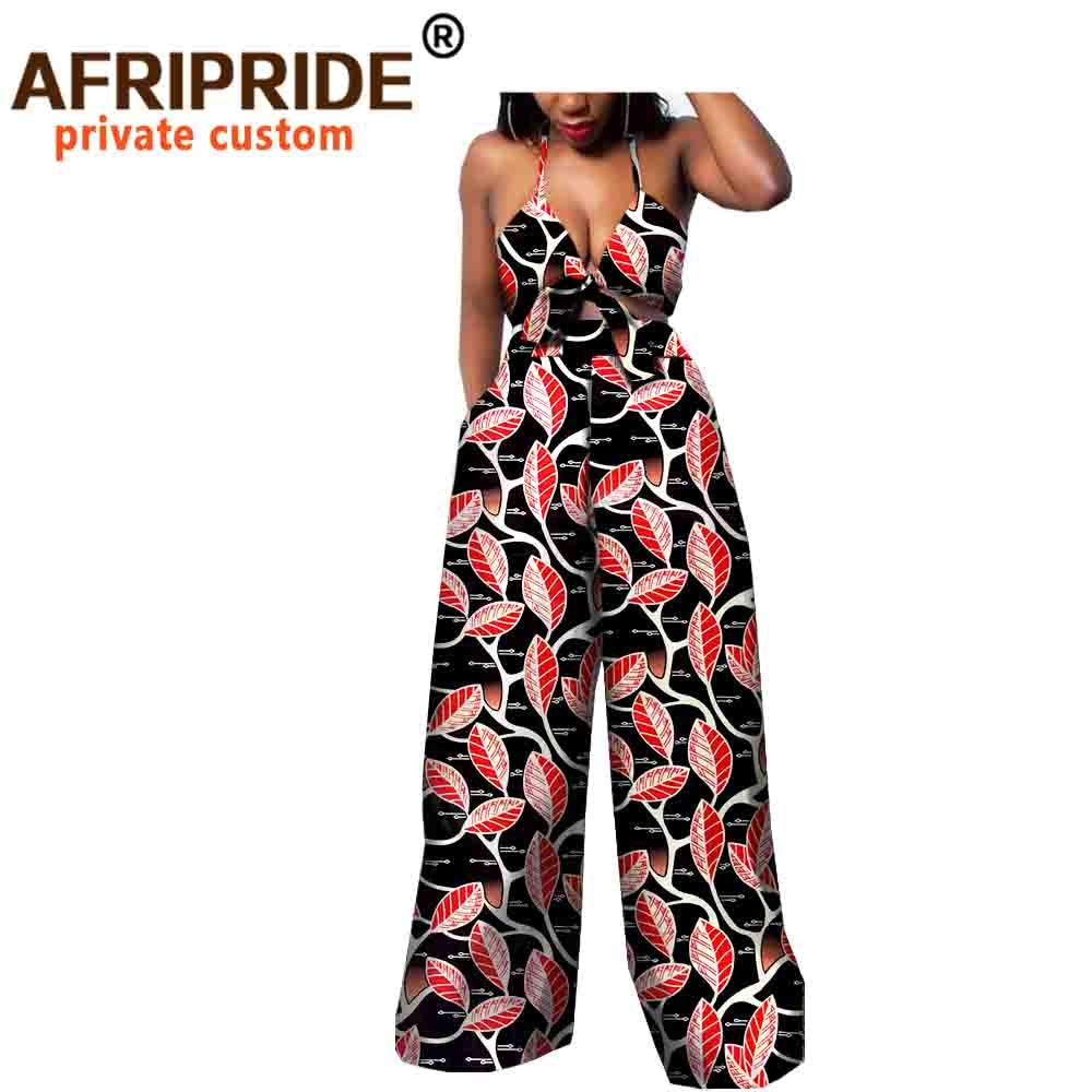 African 2 Piece Set for Women Strapless Short Top & full Length Print Pants Ankara Clothing Attire