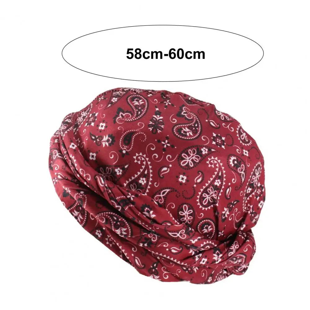 Double Layer Men Turban Hat Bohemia Cashew Flower Printing Classical Men's Autumn Hats Solid Color Beanies Hip Hop Hats Skullies