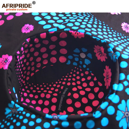 Women`s Hats African Print Floral Ladies Hats Ankara Fabric Wide Brim Hat Wax Batik Bazin Riche