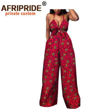 African 2 Piece Set for Women Strapless Short Top & full Length Print Pants Ankara Clothing Attire