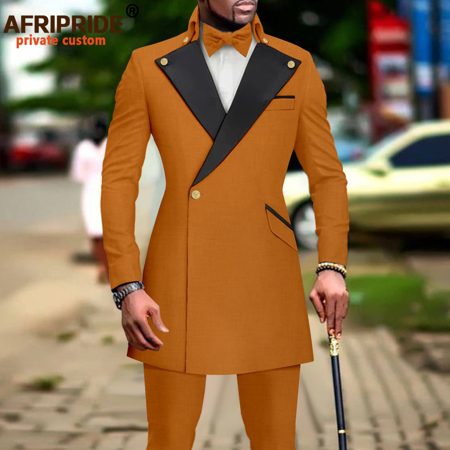 African Suit for Men Slim Fit One Button Blazer and Trousers 2 Piece Set Dashiki Outfits Bussiness Suit