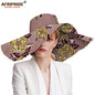 Women`s Hats African Print Floral Ladies Hats Ankara Fabric Wide Brim Hat Wax Batik Bazin Riche