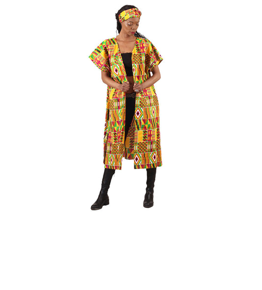 Tene Bold African Print Open Kaftan