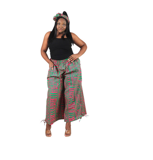 Ankara Print Pull-String Pants