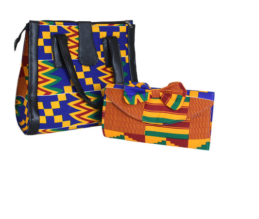 Kente Print Handbag & Purse Set