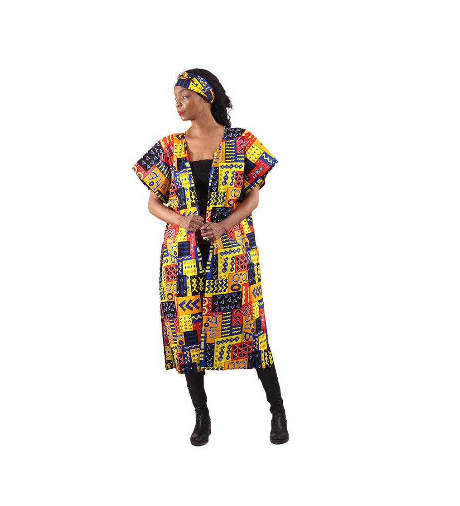 Tene Bold African Print Open Kaftan