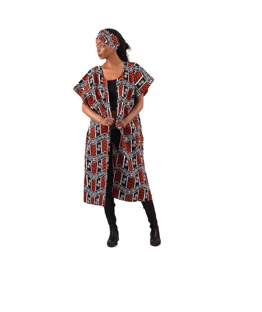 Tene Bold African Print Open Kaftan