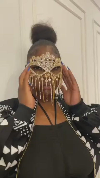 1pc Glamorous Rhinestone Face Shield Shaped Face Chain