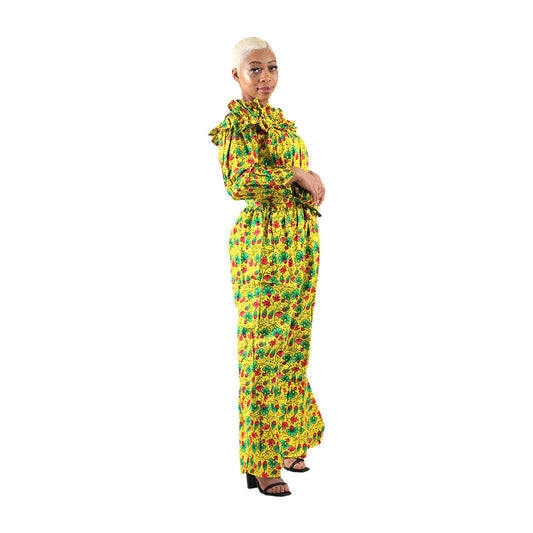 African Print Flare Bottom Jumpsuit