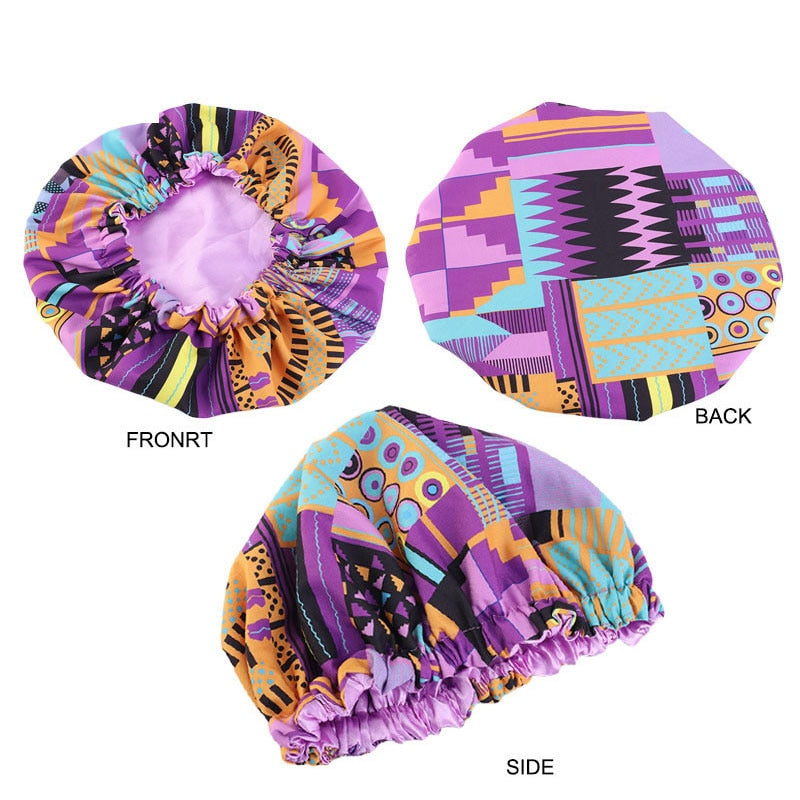 Kids African Pattern Print Fabric Ankara Bonnets Women Extra Large Satin Lined Bonnets Night Sleep