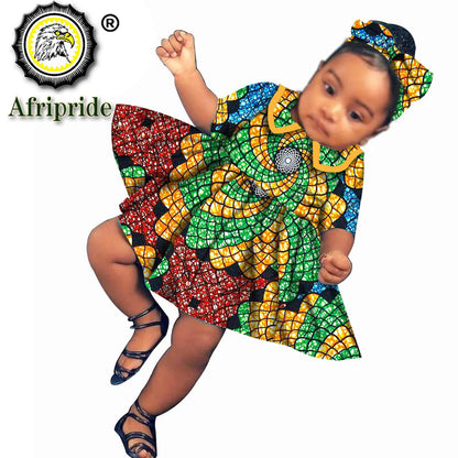 African Children Clothing Girl Dress  Wax Print Ankara Dashiki 100% Cotton Casual AFRIPRIDE S204018