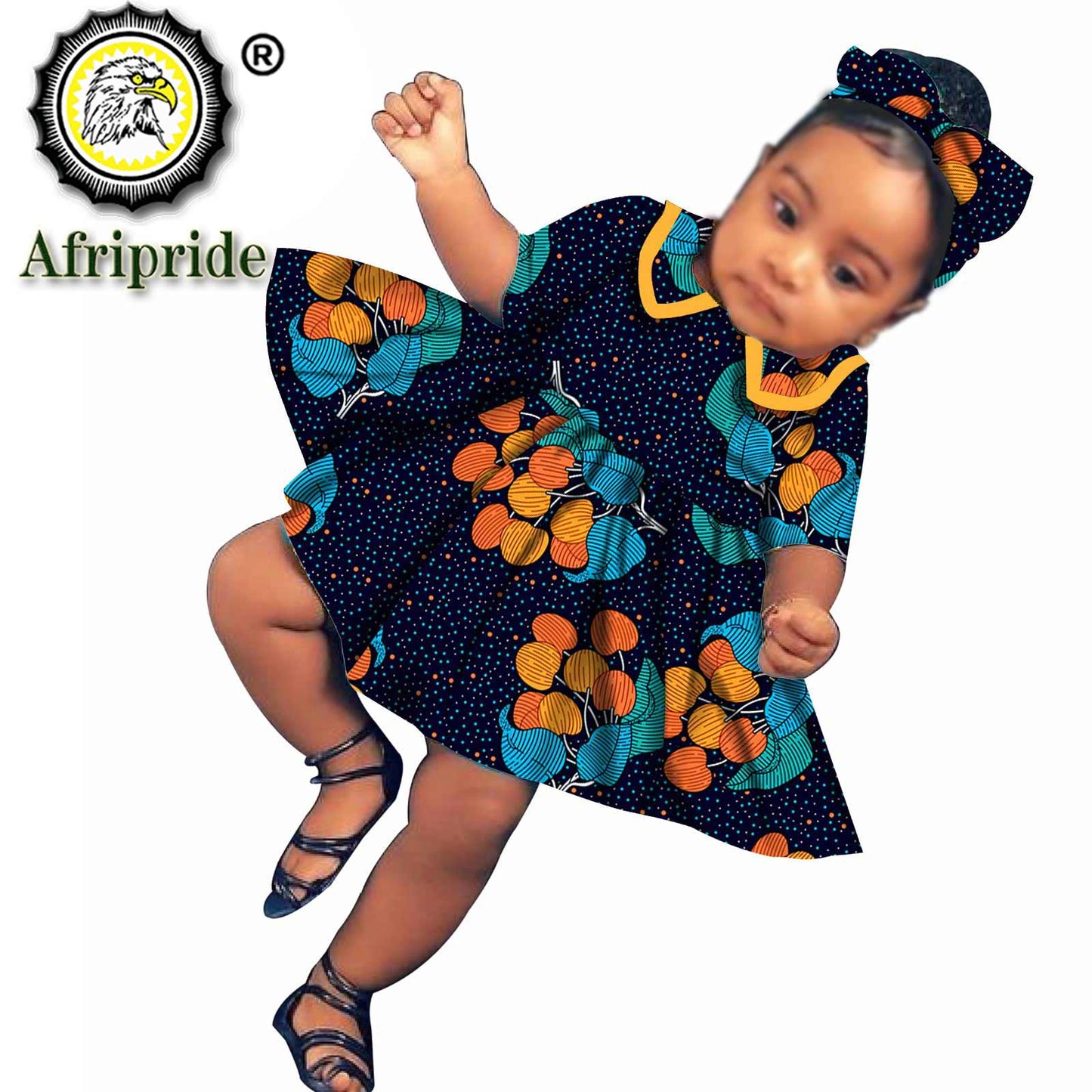 African Children Clothing Girl Dress  Wax Print Ankara Dashiki 100% Cotton Casual AFRIPRIDE S204018