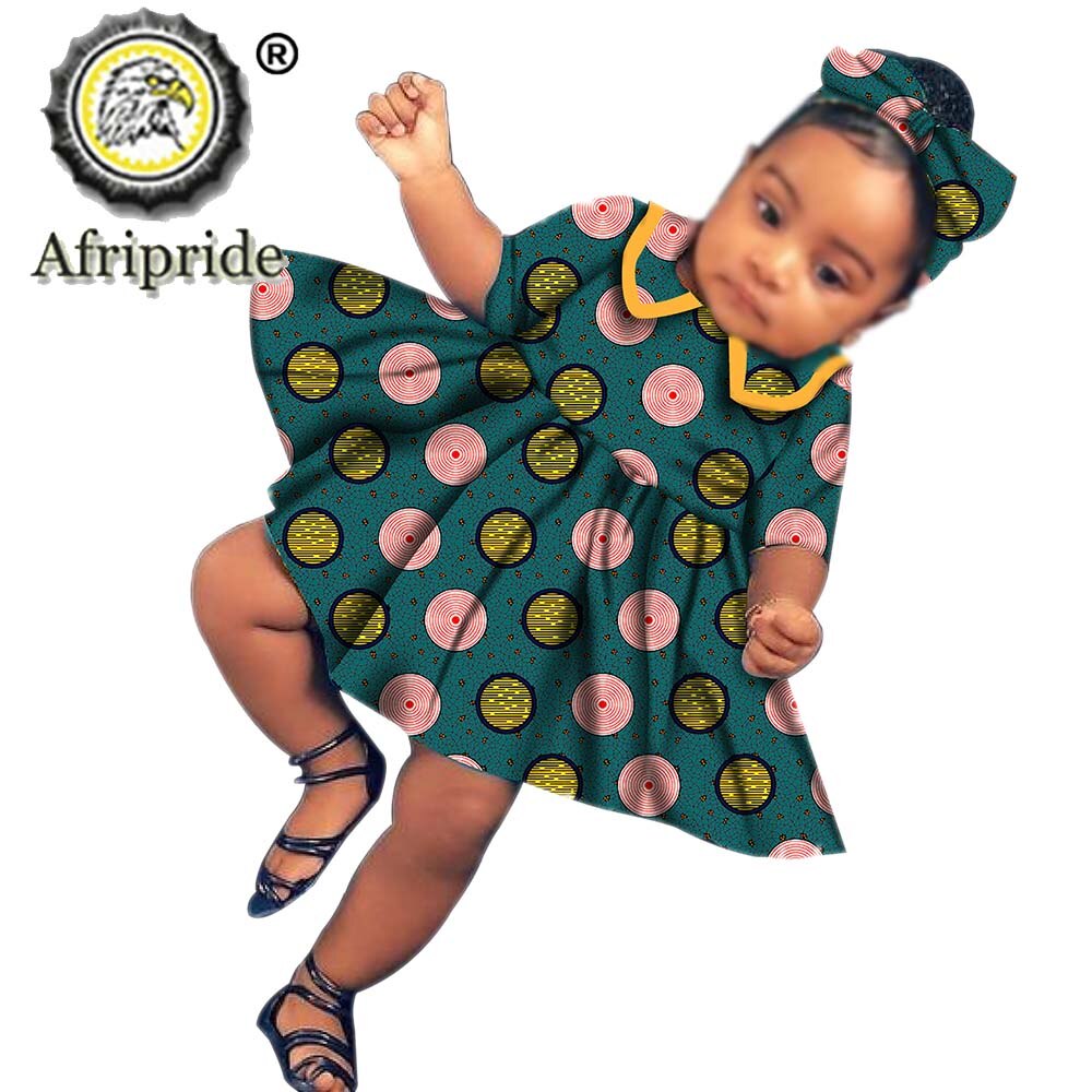 African Children Clothing Girl Dress  Wax Print Ankara Dashiki 100% Cotton Casual AFRIPRIDE S204018