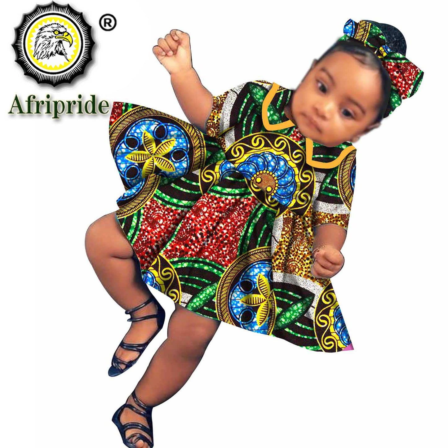 African Children Clothing Girl Dress  Wax Print Ankara Dashiki 100% Cotton Casual AFRIPRIDE S204018