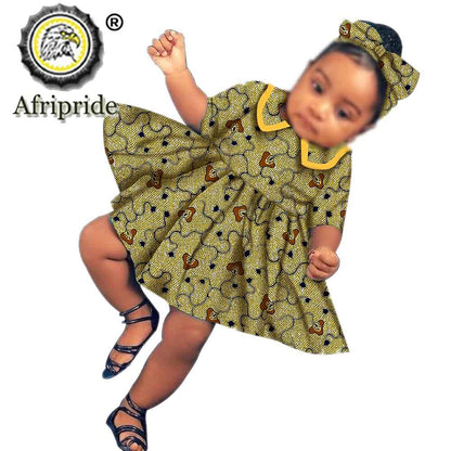 African Children Clothing Girl Dress  Wax Print Ankara Dashiki 100% Cotton Casual AFRIPRIDE S204018