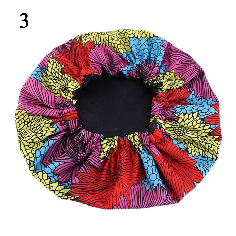 Kids African Pattern Print Fabric Ankara Bonnets Women Extra Large Satin Lined Bonnets Night Sleep