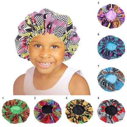 Kids African Pattern Print Fabric Ankara Bonnets Women Extra Large Satin Lined Bonnets Night Sleep