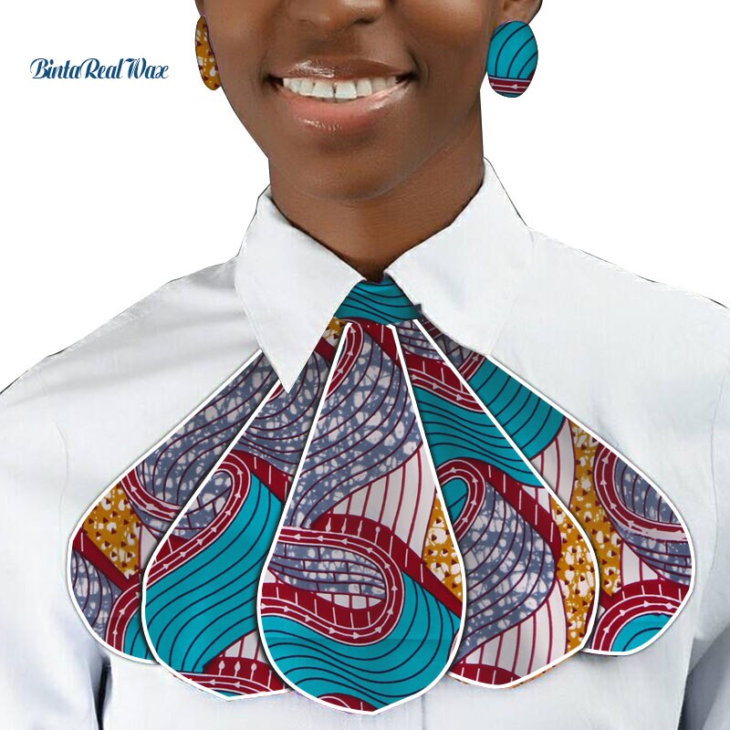 Triangle Ankara Fabric Cravat with Stud Earrings WYB318