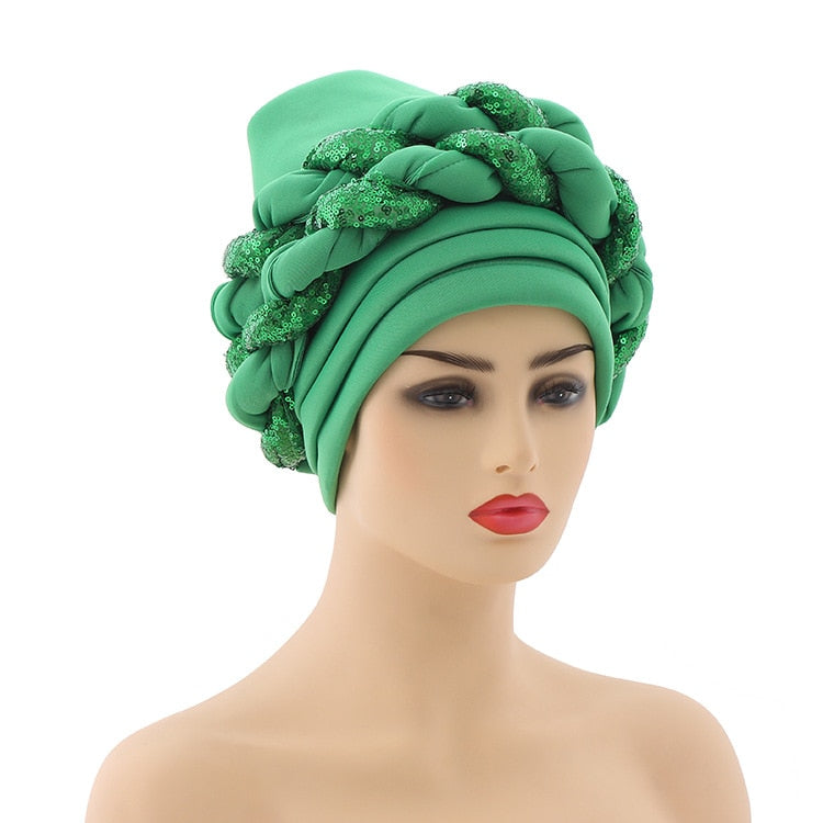 Turbans for Women Pleated Beanie Headwrap  Aso Oke Gele Readymade to Wear