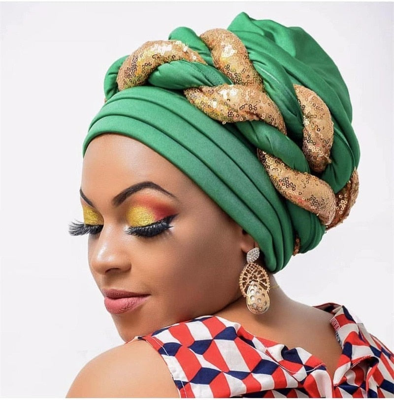 Turbans for Women Pleated Beanie Headwrap  Aso Oke Gele Readymade to Wear