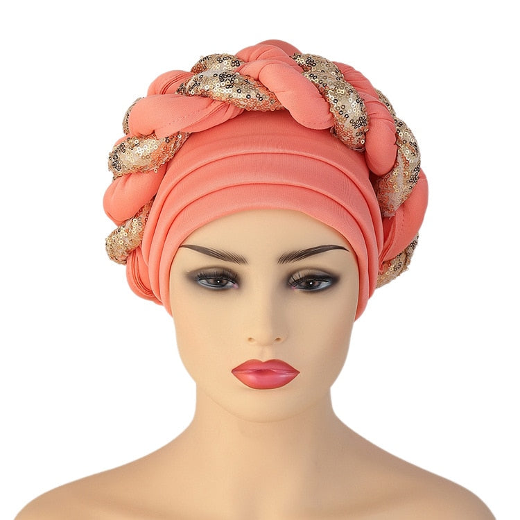 Turbans for Women Pleated Beanie Headwrap  Aso Oke Gele Readymade to Wear