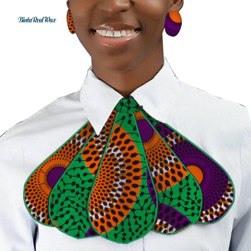 Triangle Ankara Fabric Cravat with Stud Earrings WYB318