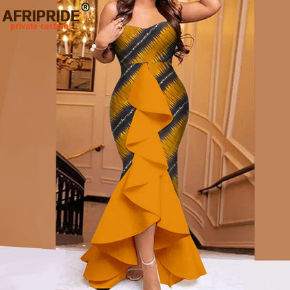Strapless High Waist Sleeveless Ankara Print Maxi Dress
